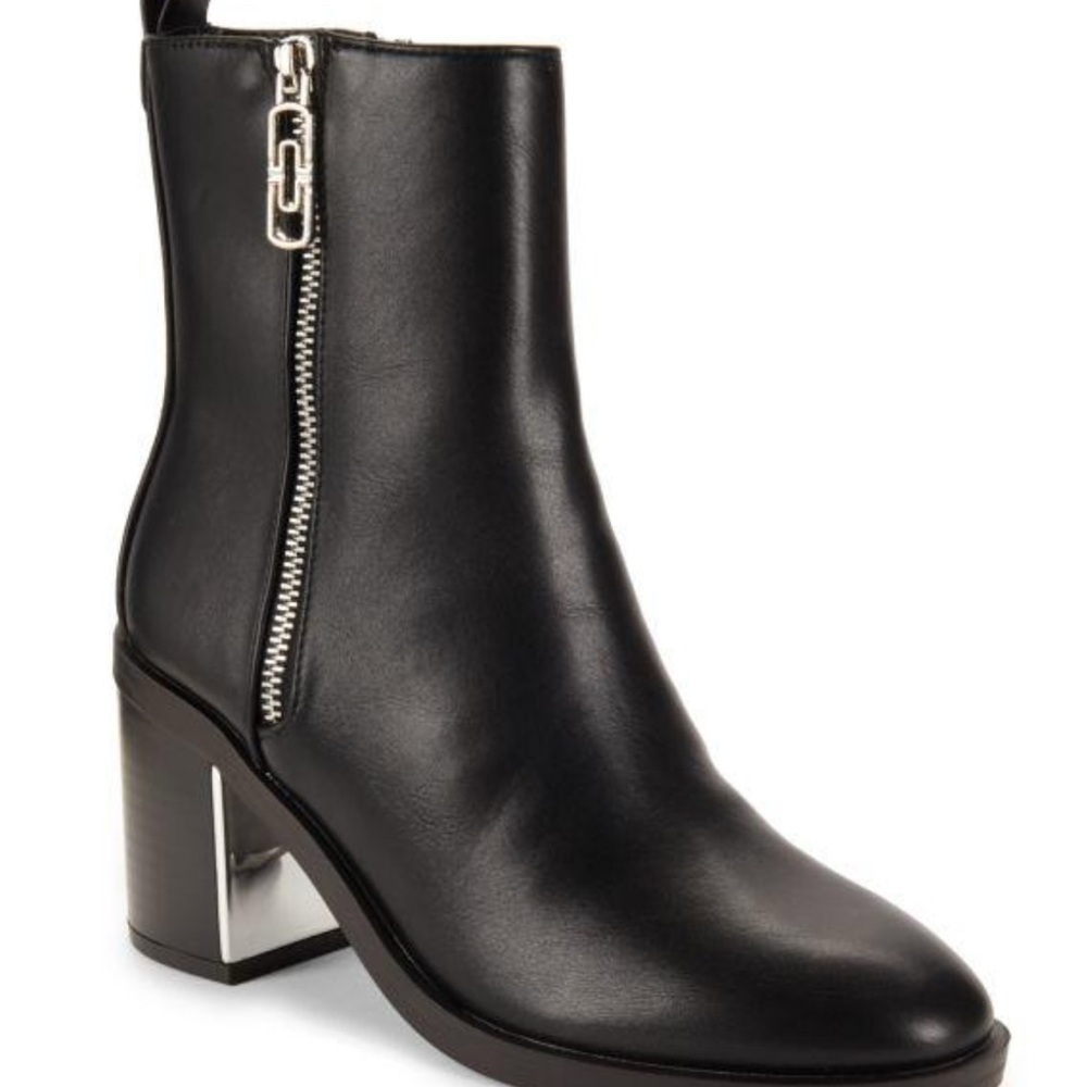 RACHEL Rachel Roy Black Heeled Boots with Silver Accents